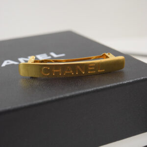 Chanel Vintage Gold Logo Hair Barrette 97P