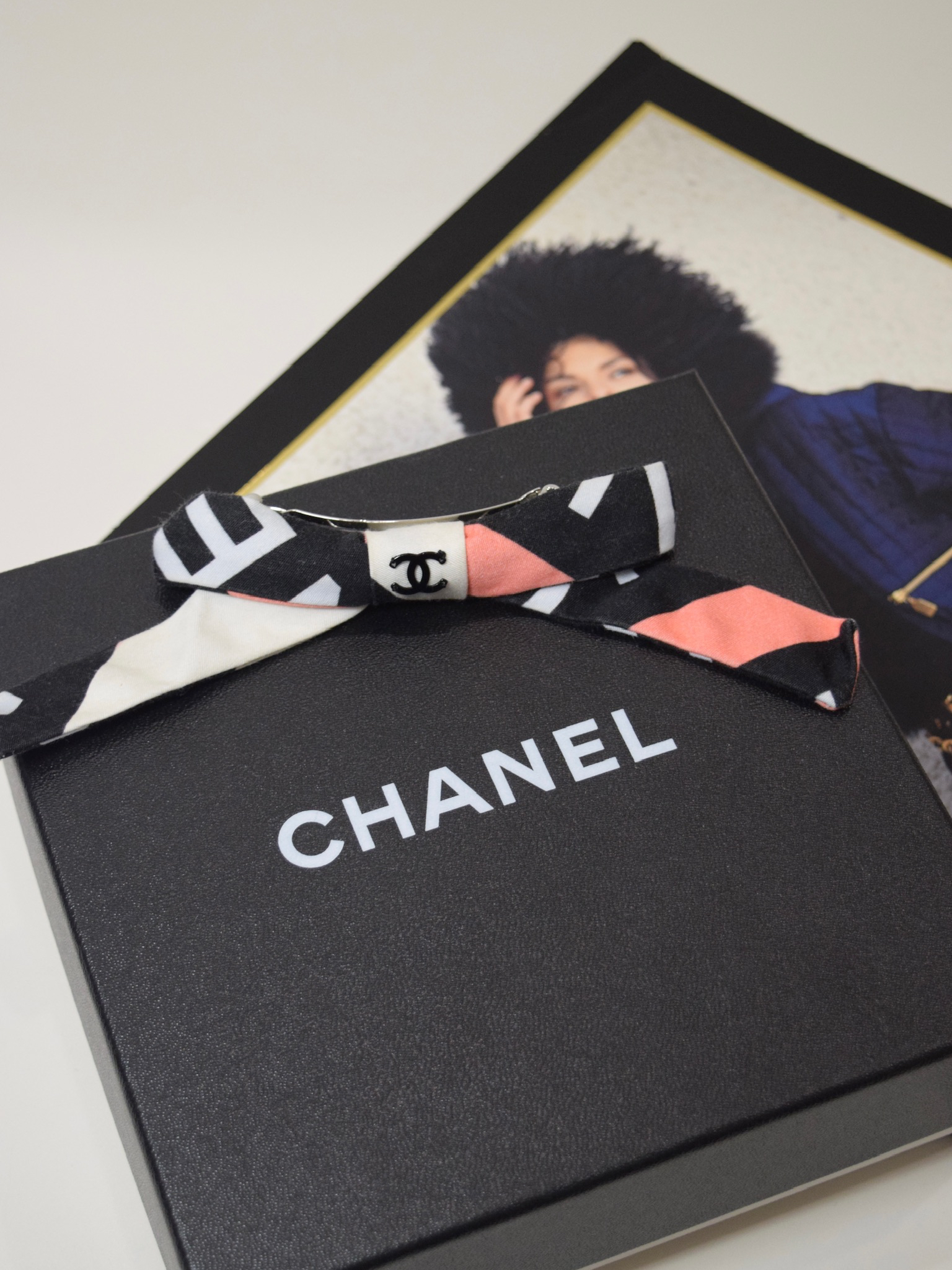 Chanel Silk Bow Hair Barrette 22S