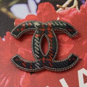 Chanel Green and Red Plaid Edinburgh Collection Brooch B13A