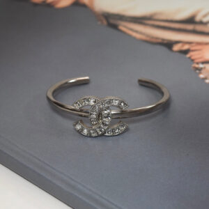 Chanel Silver Crystal CC Bangle 15P
