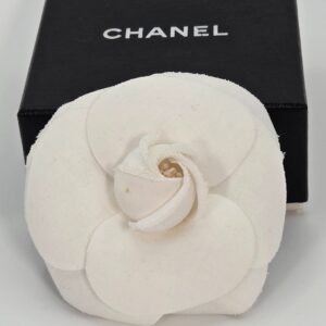 Chanel White Camelia Brooch