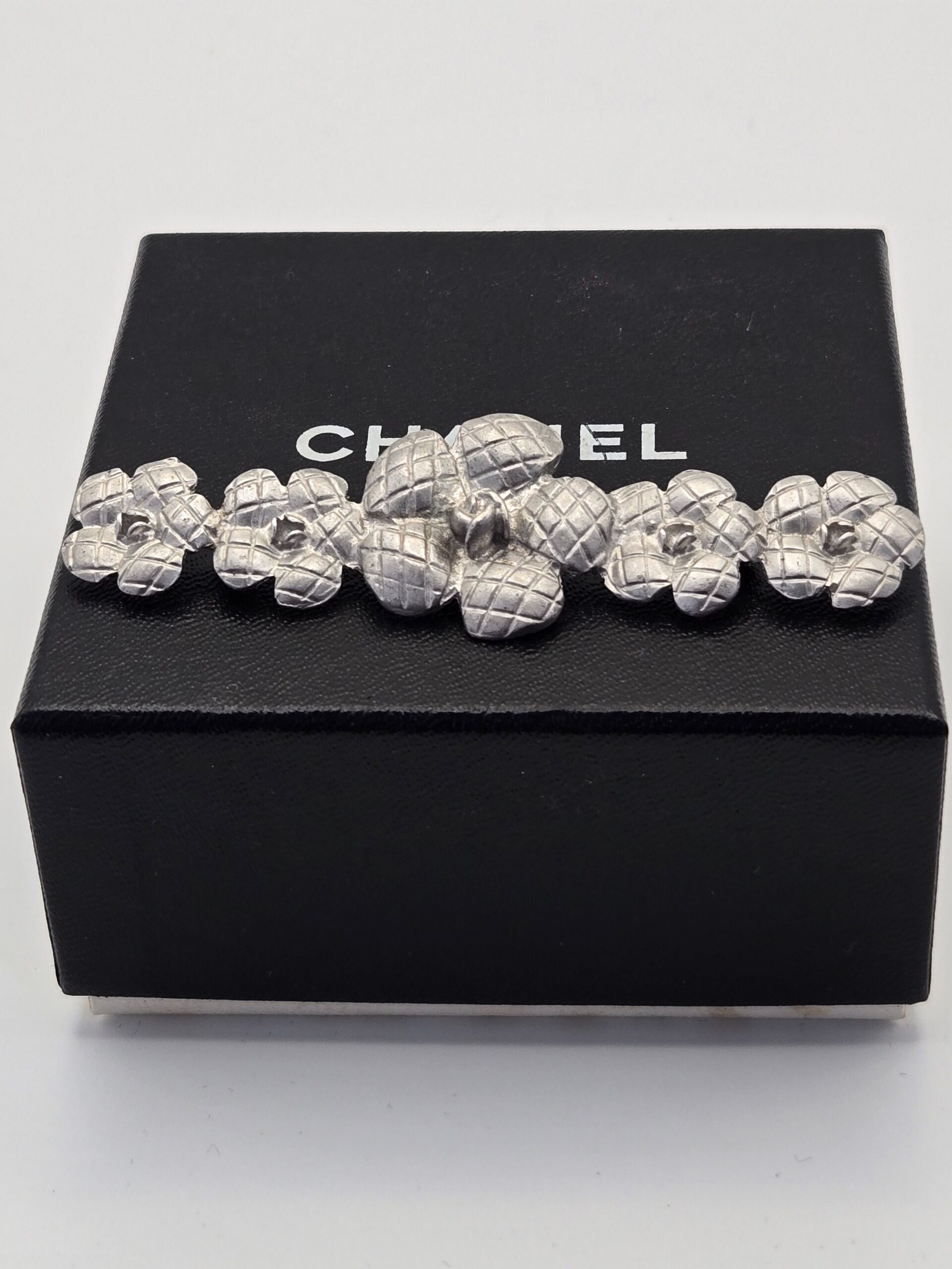 Chanel 98A Silvery Camelia Brooch