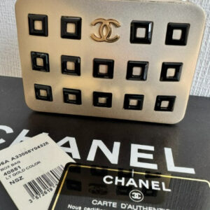 Chanel Gold and Black Leather Box Minaudière