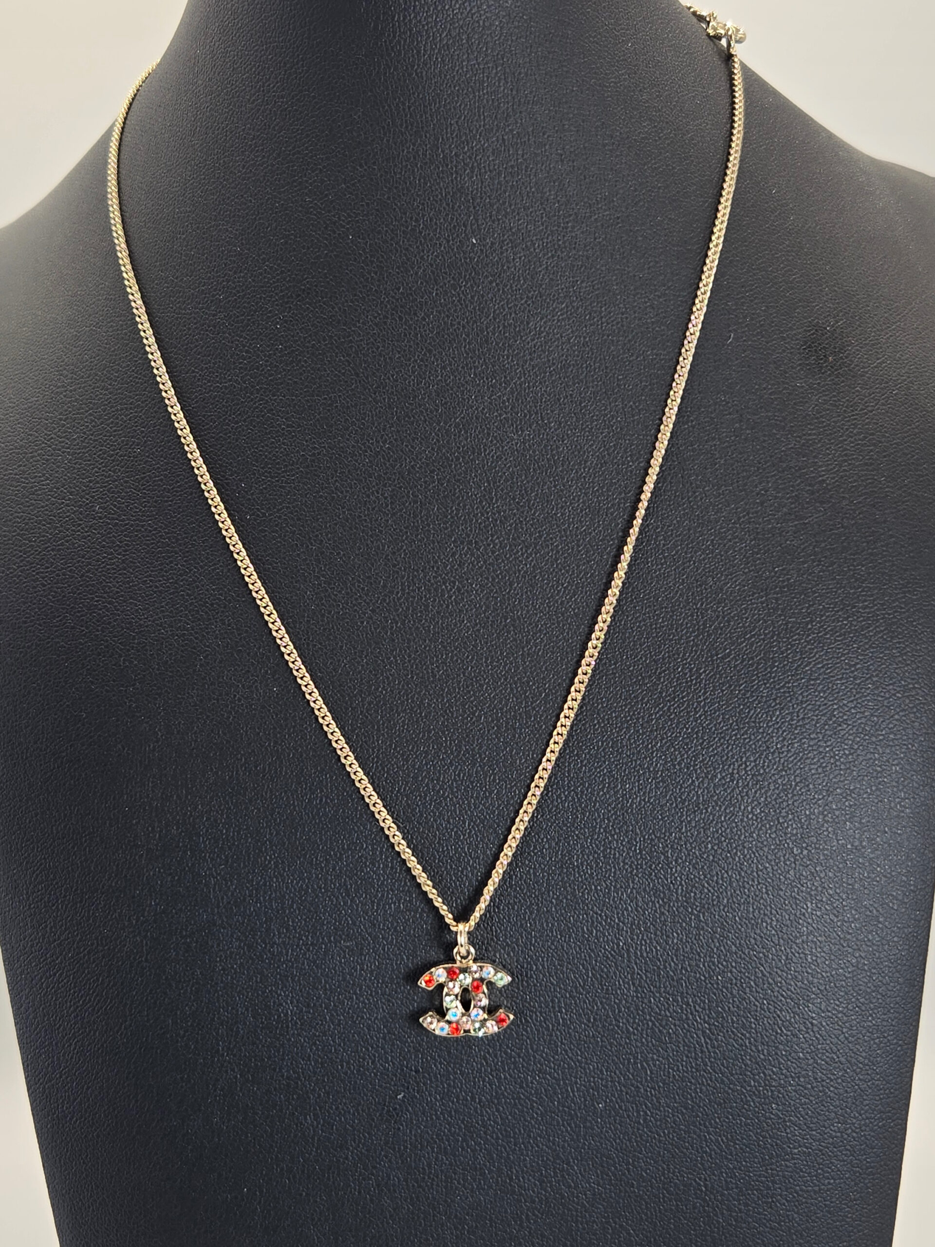 Chanel 04A Small Multicolor Crystal CC Necklace