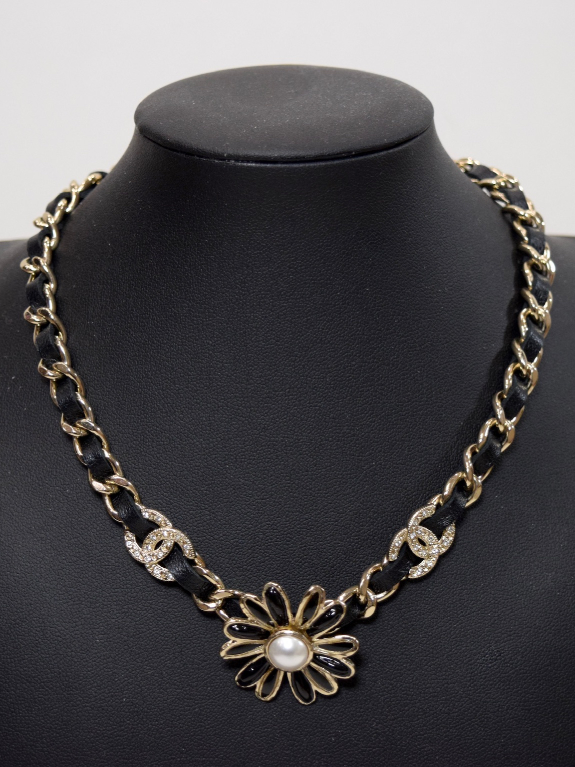 Chanel Daisy Flower Leather Necklace