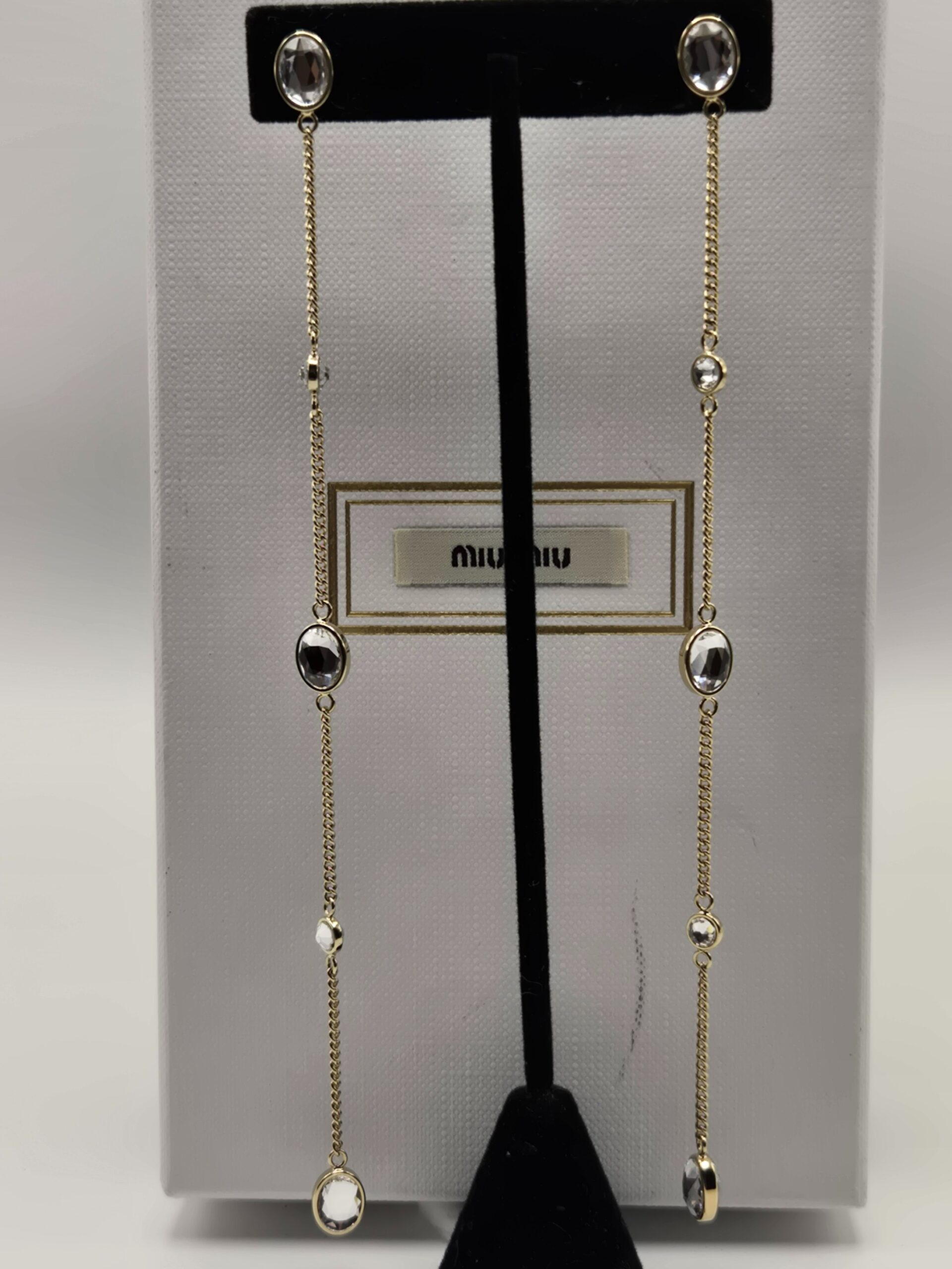 Miu Miu Rhinestone Pierced Earrings 6.2"