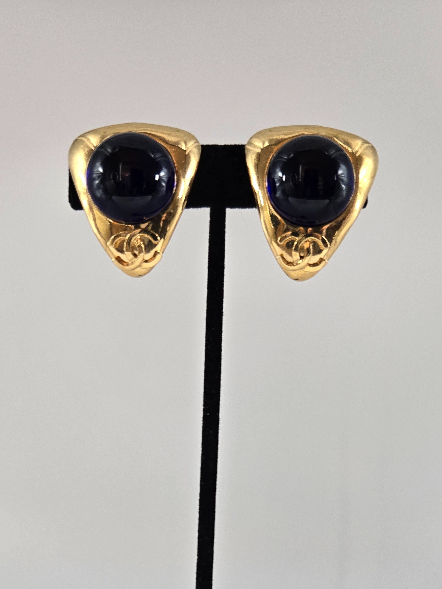 Chanel Vintage Blue Gripoix Earrings