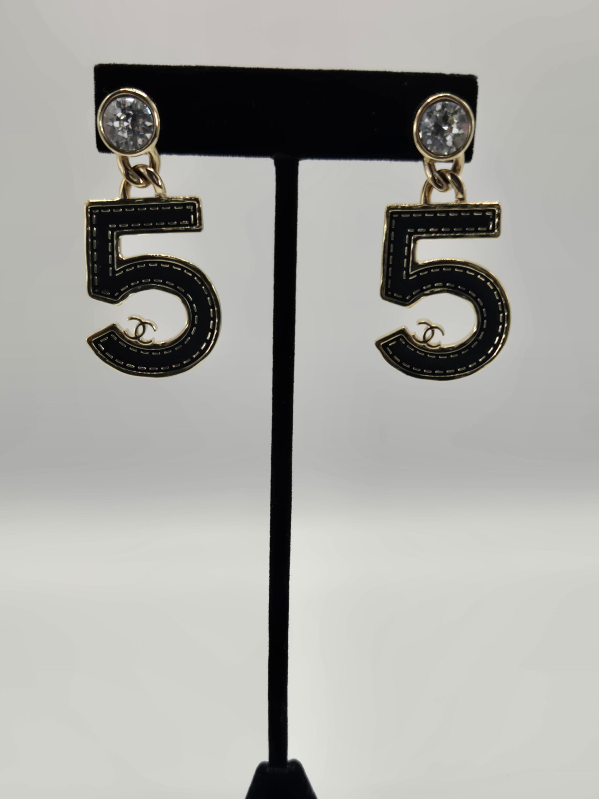 Chanel 5 Denim Earrings
