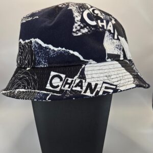 Chanel 2020 bucket hat blue black Coco Cambon print Camelia cotton size L