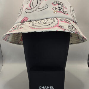 Chanel White, Black, and Pink Bucket Hat 23P