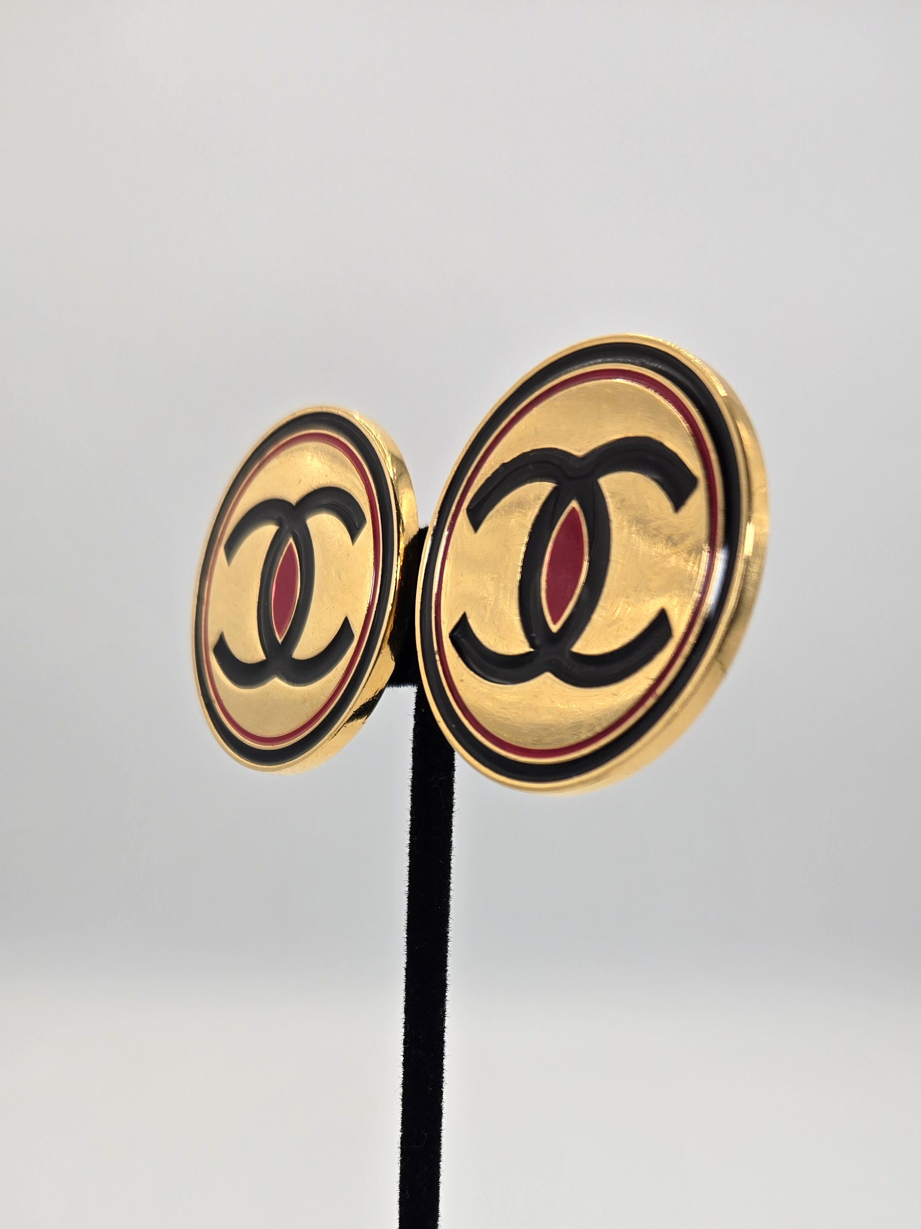 Chanel 1988 Vintage CC Gold Earrings