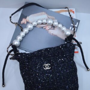 Chanel 2019 Tweed 22 Style Bag with Large Pearl Handle