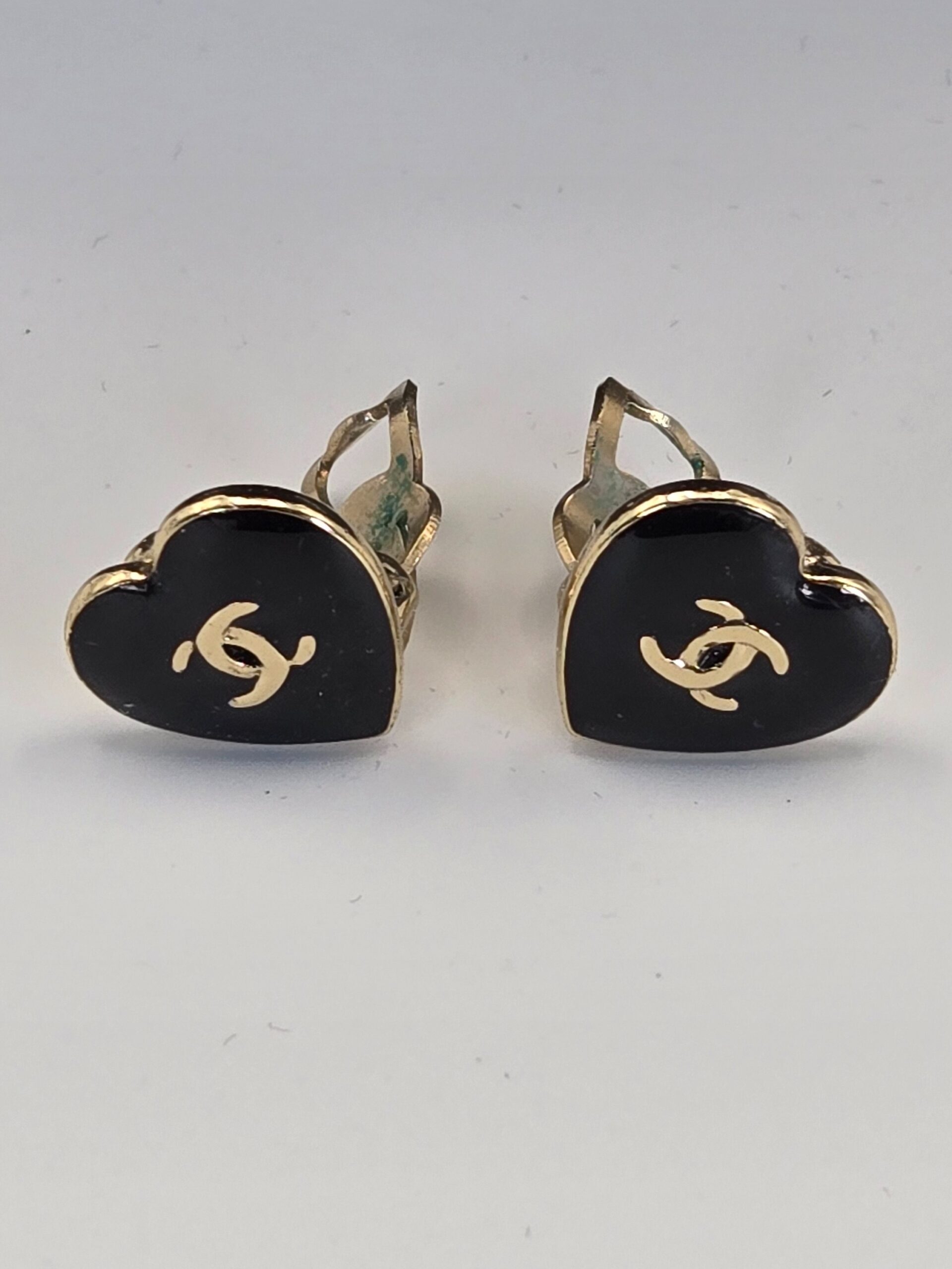 Chanel Black Heart CC Earrings 04A