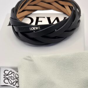 Loewe woven leather bangle black bracelet full set designer cuff