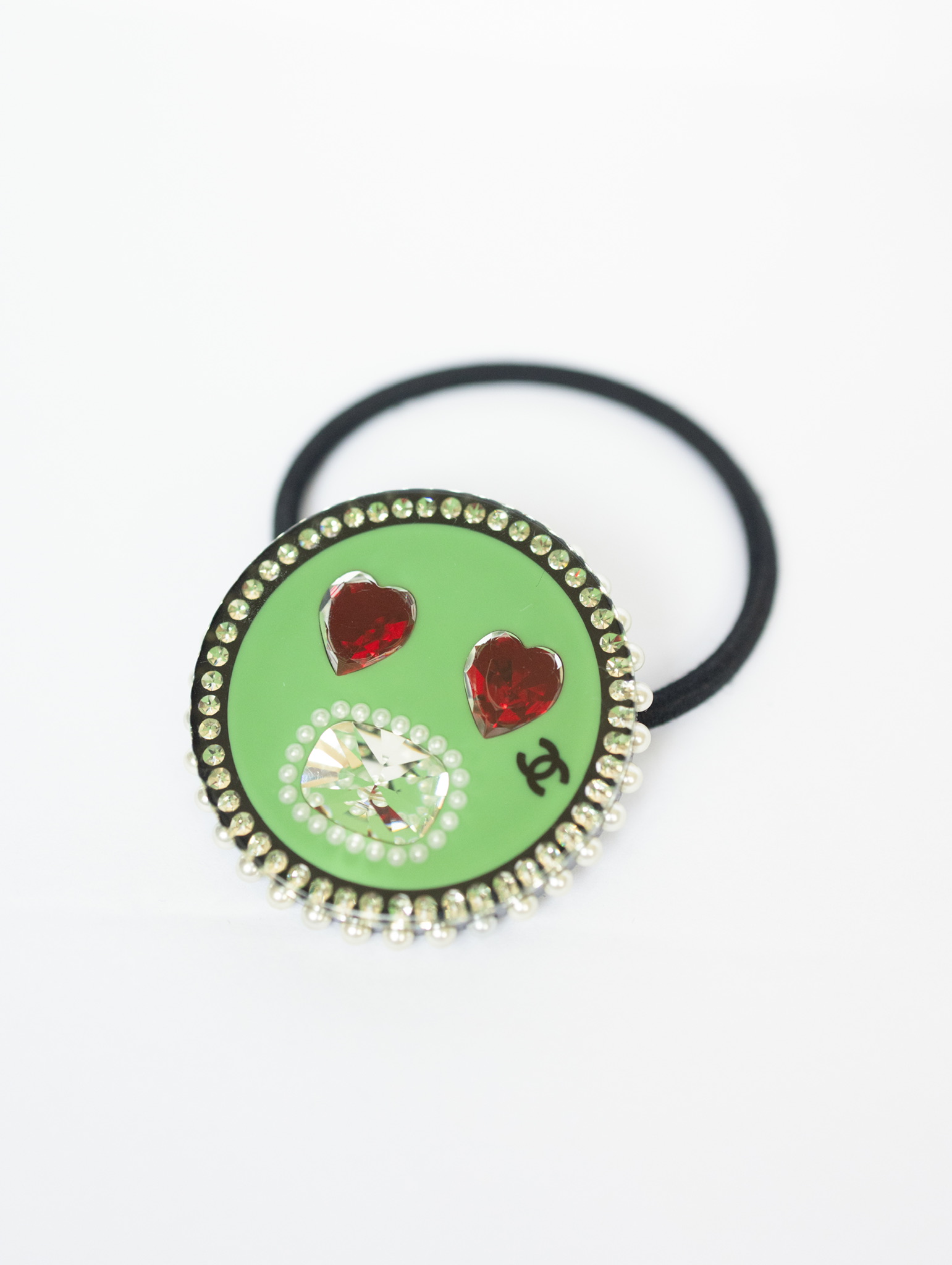 Chanel 16K Green Emoji Crystal Hair Tie
