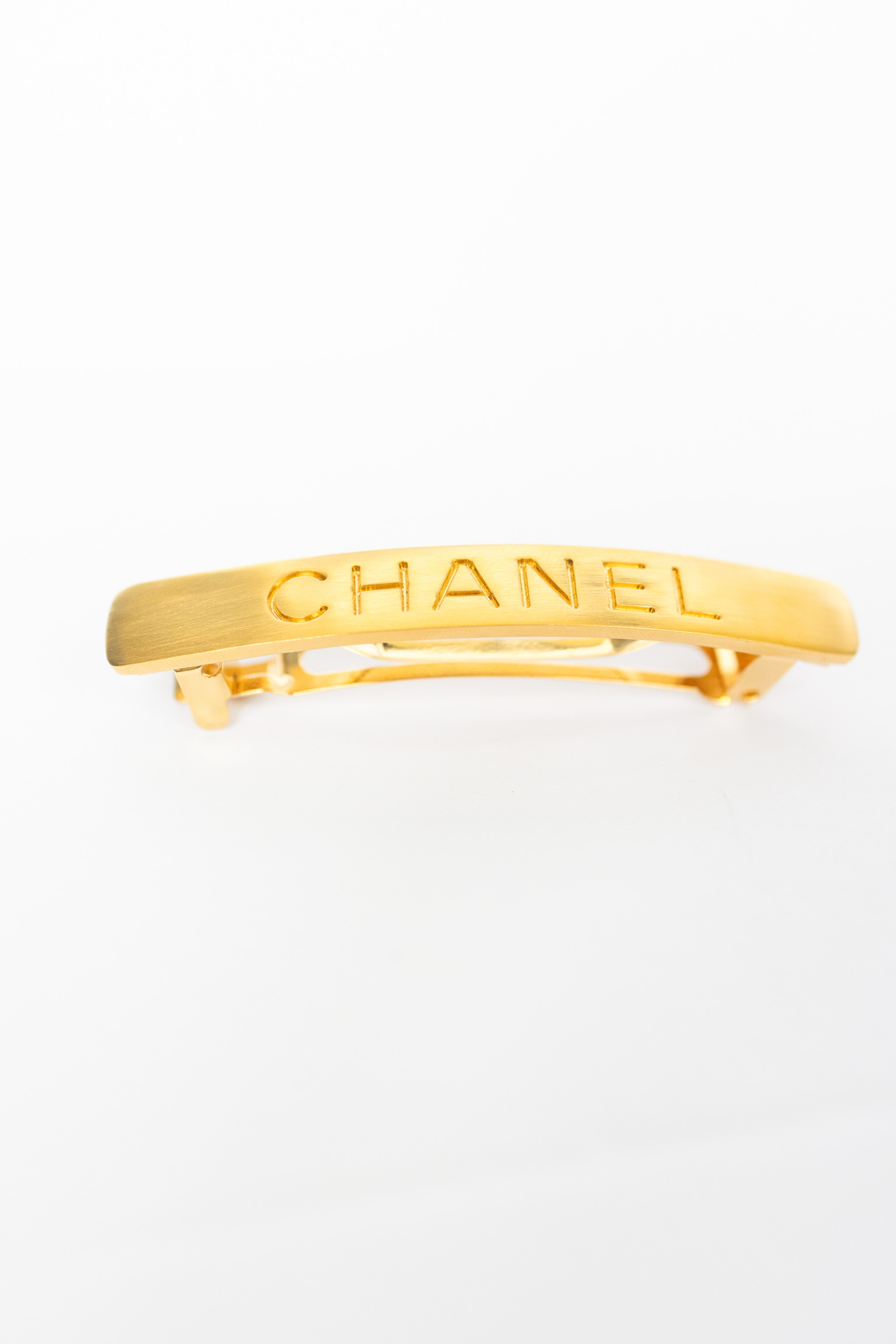Vintage Chanel 97A Gold-Tone Logo Hair Barrette – 2.8″