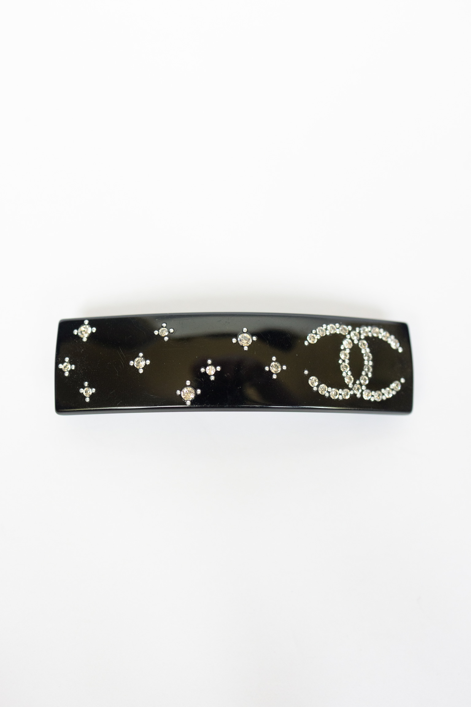 Chanel 09C Black Crystal CC Hair Barrette – 3.5″