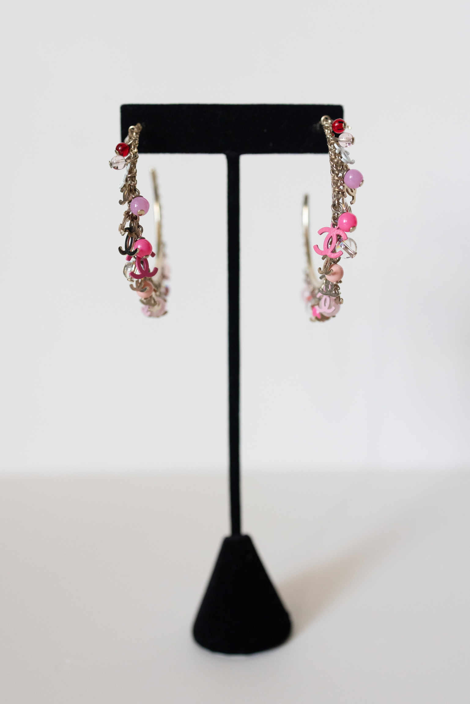 Chanel 19S Colorful CC Charm Hoop Earrings