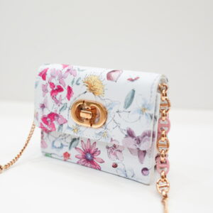 Dior Caro Floral Micro Chain Bag – White Botanical Print Leather